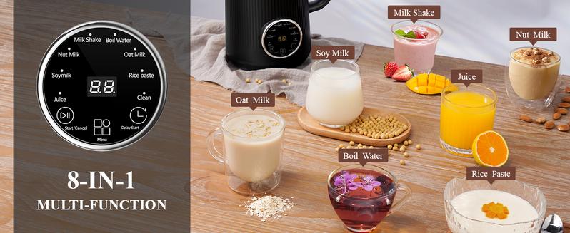 8-in-1 Multifunctional Automatic Nut Milk Machine&Coffee Maker, 32oz Auto Self-Cleaning, Delay Start, Keep Warm, Boil Water – Stainless Steel, Christmas gifts