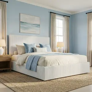 SHA CERLIN Fine Channel-Tufted Fabric Platform Bed Frame【Frame Only No Mattress】Upholstered Wingback Headboard, Solid Wood Slats, No Box Spring Needed, Full/Queen/King Size#ChristmasGifts#TikTokShopBlackFriday