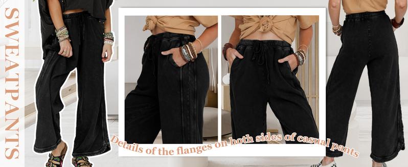 Tanming Women's Casual Wide Leg Pants High Waist Drawstring Sweatpants Baggy Athletic Trousers with Pockets TikTokShopBlackFriday