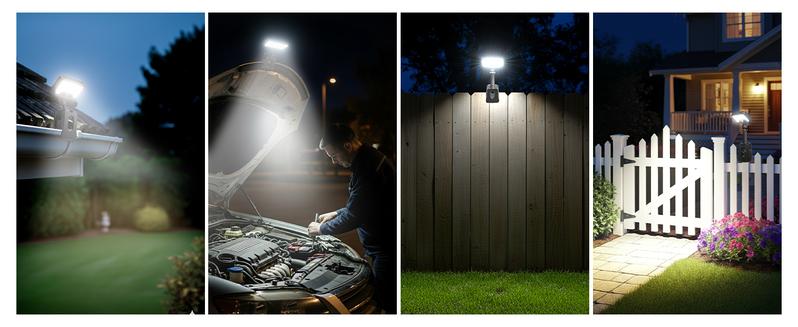 FABSTYL Solar Clip Lights with Motion Sensor,IP65 Waterproof Wireless Security Lighting for Yard, 4-Color Adjustable Outdoor Solar Flashlight with Remote Durable High Lumens 2 Pack