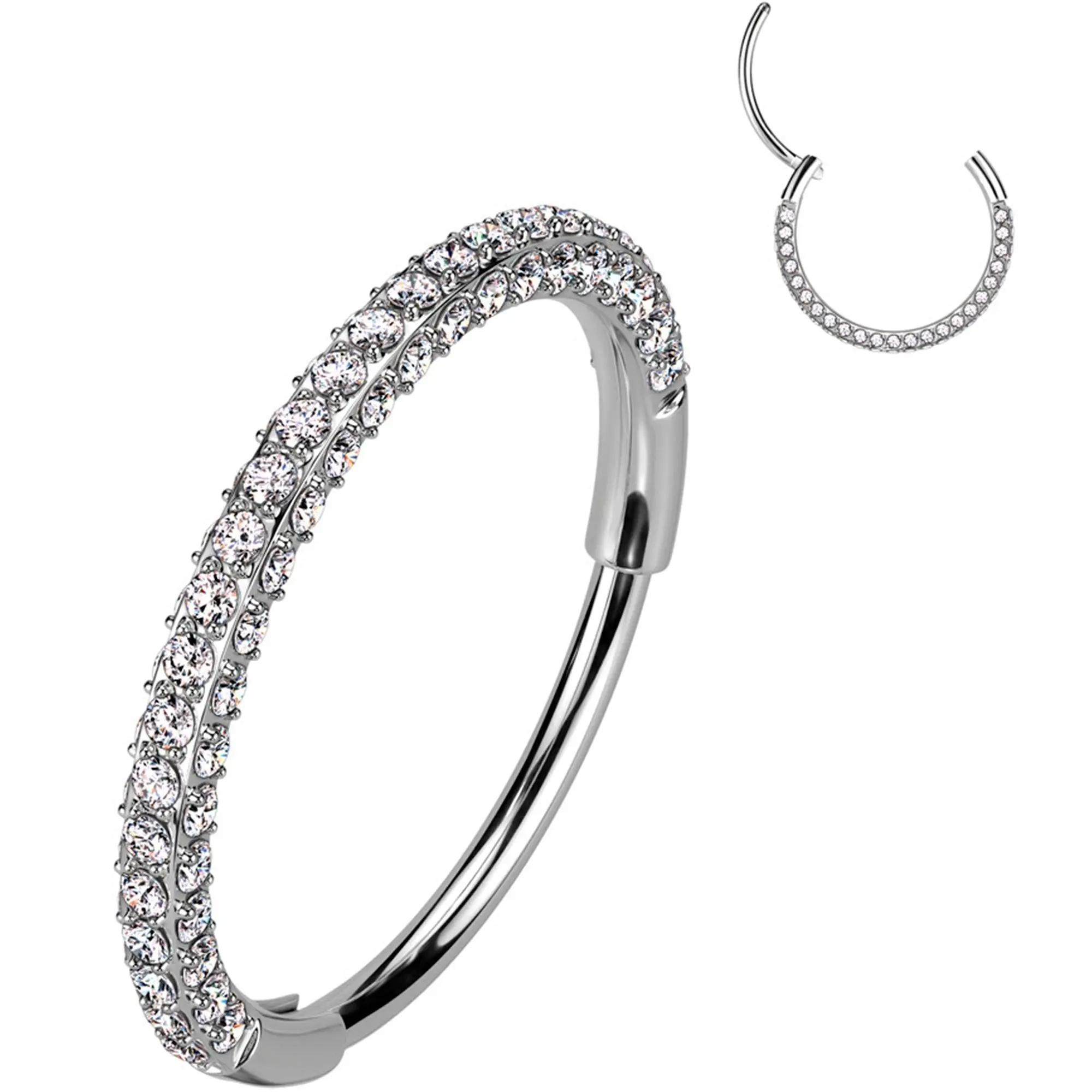 Body Candy 20 Gauge Implant Grade Titanium Triple Sided Micro Gem Hinged Nose Hoop (Select Size) hoop ring cz conch
