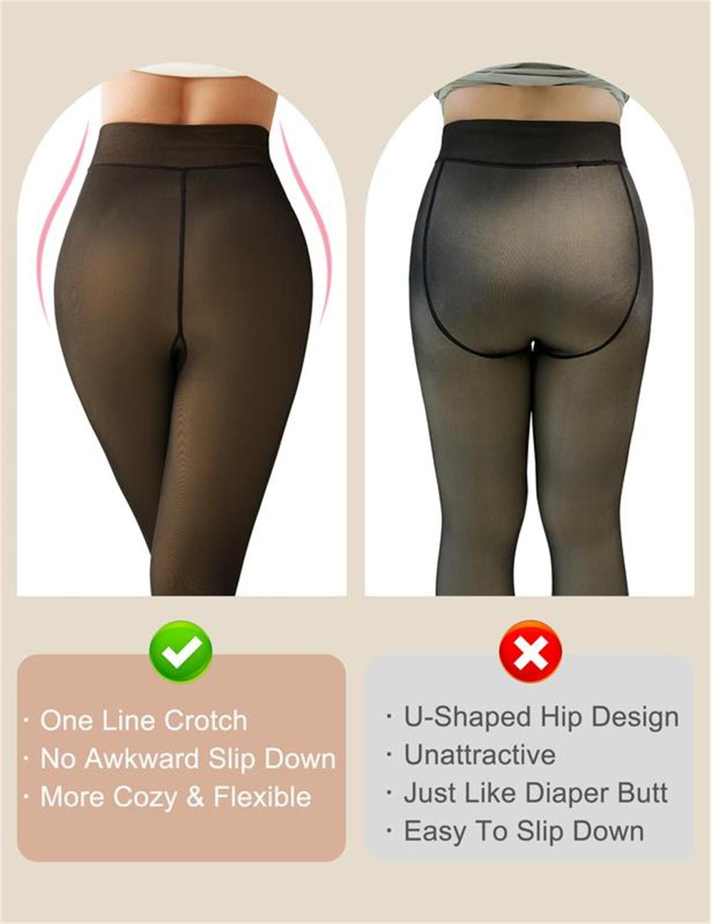 Women's Tights, Fleece Lined Thick Leggings, High Waist Elasticity Thermal Pantyhose Warm Womenswear, Winter Basic Minimalist Underwear, Thickness,Slims & Shapes Body