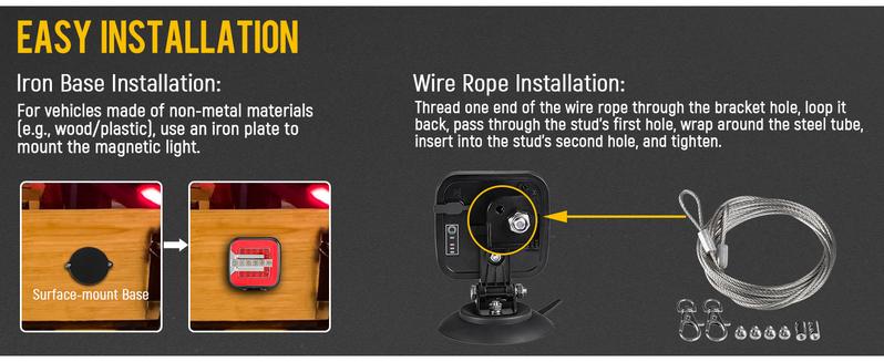 Partsam Wireless LED Trailer Light Kit, Square Portable Magnetic Stop Turn Reverse License Towing Tail Lights w/Metal Bracket 7-Pin Plug for Trucks Trailers 12-24V IP67 Waterproof