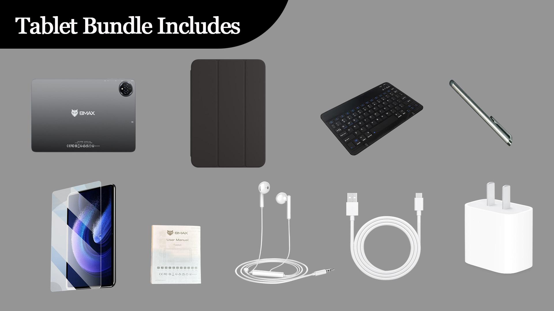 【TikTokShopSpringGlowUp】2026 BMAX-i10PLUS 10.1"  new smart AI Android 16 Octa-Core tablet bundle 6 in 1 with Keyboard Case Stylus Type-C Charging,Adapter and headphones,Bluetooth 6000mAh Battery 5GWIFI Multitasking ,for work,games,study,Women's Day Gift