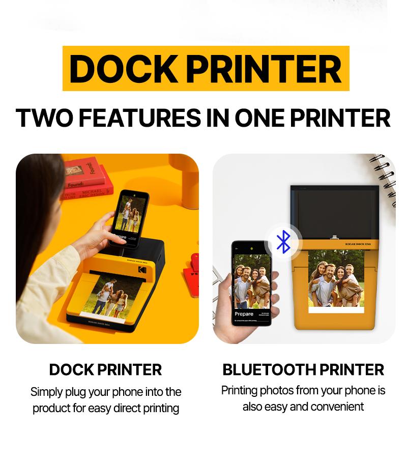 KODAK Dock ERA Plus 4PASS Instant Photo Printer (Printer + 50 Sheets) – 4x6” Prints, Easy Bluetooth Connection, High-Quality Output