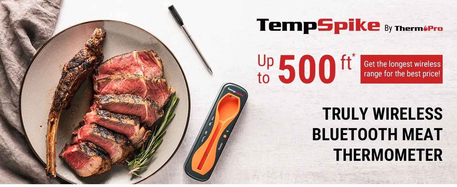 【Black Friday Pick】TempSpike Core Bluetooth Meat Thermometer – Base Single-Probe Model, Rechargeable, Waterproof, High Accuracy, Fast Readings, App Compatible, and Programmable Alarm Kitchen Home Utensils Stainless Steel