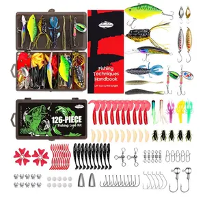 Fishing Lures - 126 Pc Tackle Box with Tackle Included, Fishing Kit with VIBs, Frogs, Minnows, Soft Baits, Hooks & Weights Accessories, Freshwater Lure Kit for Bass Walleye Trout