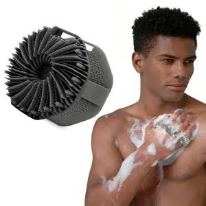 Exfoliating Body Scrubbers，Gentle Exfoliating and Lather Well，Silicone Body Brush for Showering and Anti-Slippery Handles for All Skin Types