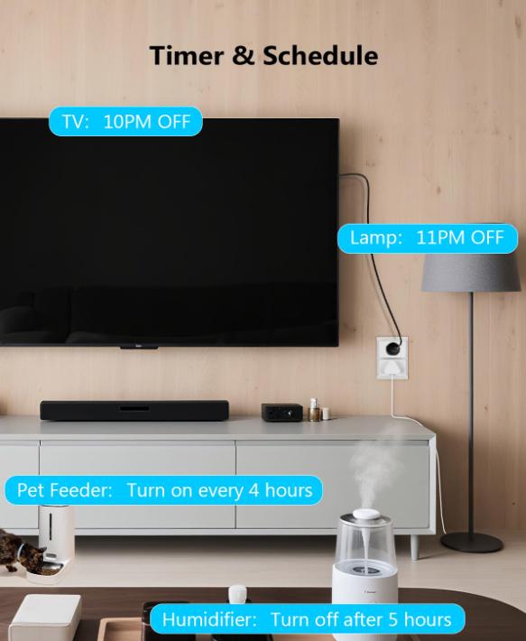 DAYBETTER Smart Plug 15A/1800W, Alexa & Google Home Compatible, 2.4GHz WiFi Bluetooth, APP Control, Timer & Schedule, Smart Outlet for Home Automation