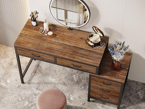 Tribesigns Vanity Desk with 5 Drawers, Makeup Vanity Table Dressing Table with Side 3-Drawer Chest, Make Up Vanities for Women, Girls (Without Mirror) Tribesigns Vanity Desk with 5 Drawers, Makeup Vanity Table Dressing Table with Side 3-Drawer Chest, Make Up Vanities for Women, Girls (Without Mirror)