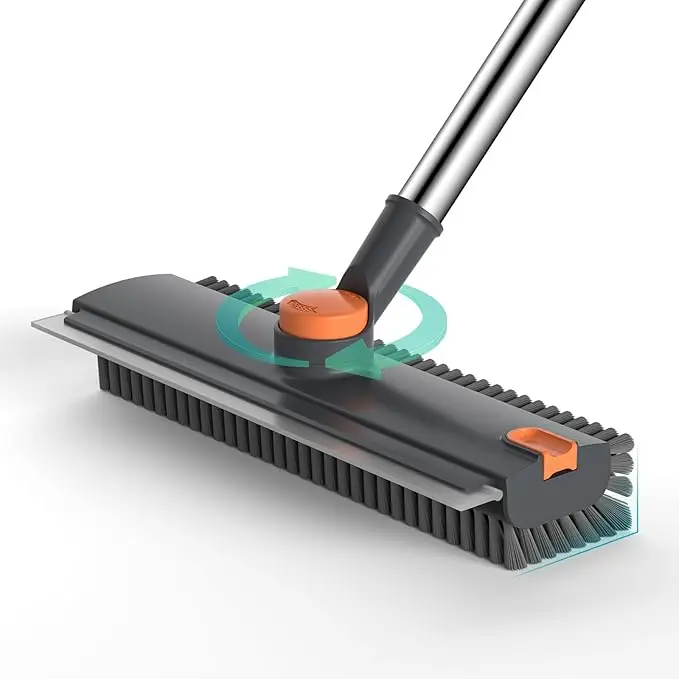 floor squeegee brush, rubber scraper broom, wet dry floor cleaner, adjustable handle brush, tile scrubber, bathroom squeegee, kitchen floor cleaner, non-slip grip broom ,ergonomic floor brush, no bending scrub brush, adjustable handle squeegee,