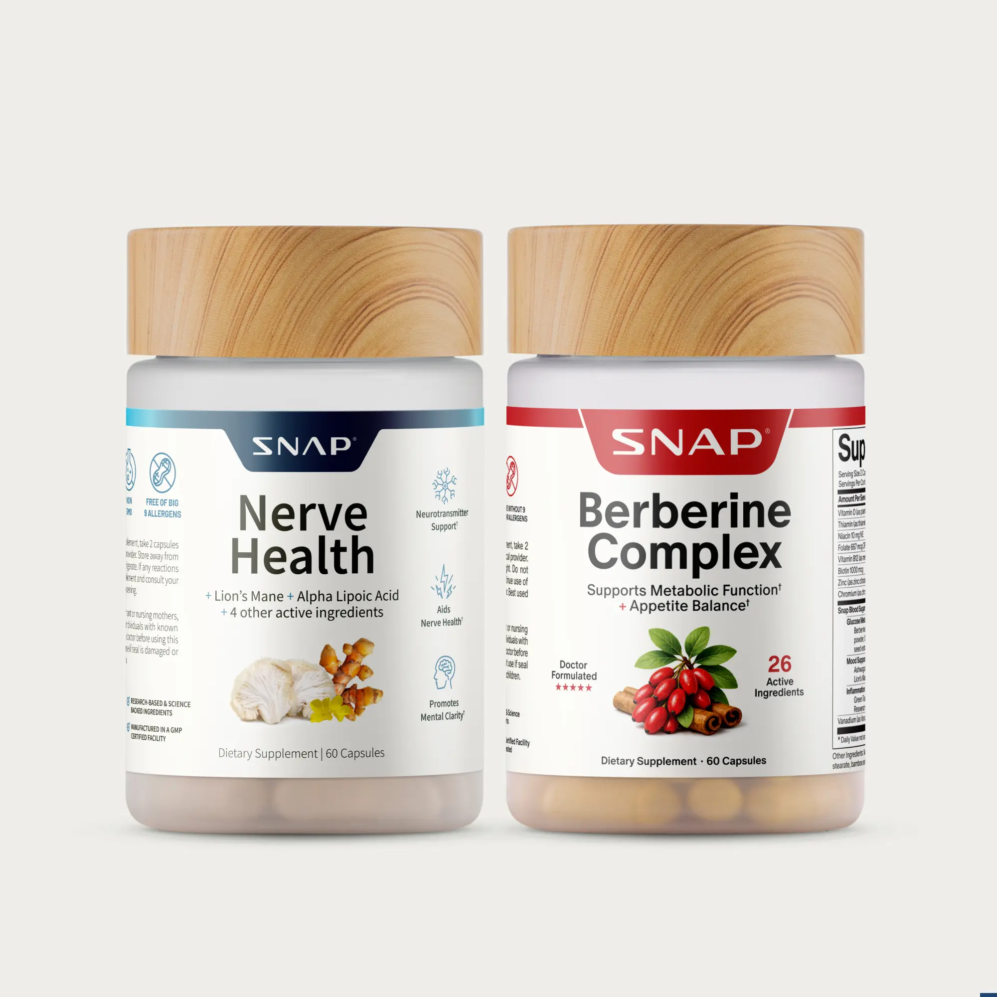 Nerve Health + Berberine Complex - Supports Blood Sugar, Mental Clarity & Nervous System Health – Lion's Mane, Berberine, Bitter Melon & 30+ Active Ingredients  – 60 Count Each – Metabolic Support, Energy & Cognitive Function Booster