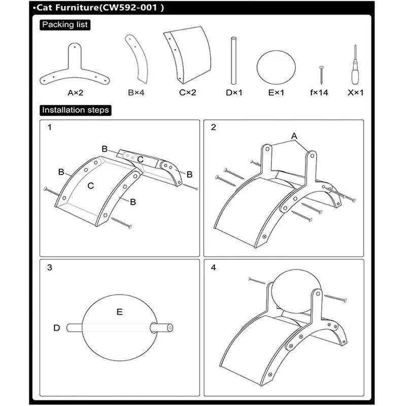 Cat scratching board with hanging ball toy and extra-tall scratching post. Stylish arch design, sturdy and durable. Wall-mounted to save space, a must-have essential for every cat owner.