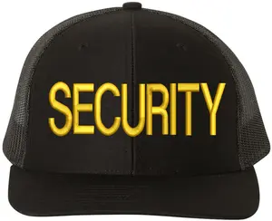 SECURITY Trucker Hat LARGE Embroidered SECURITY Officer Guard Professional Duty Mesh Back Snapback Cap