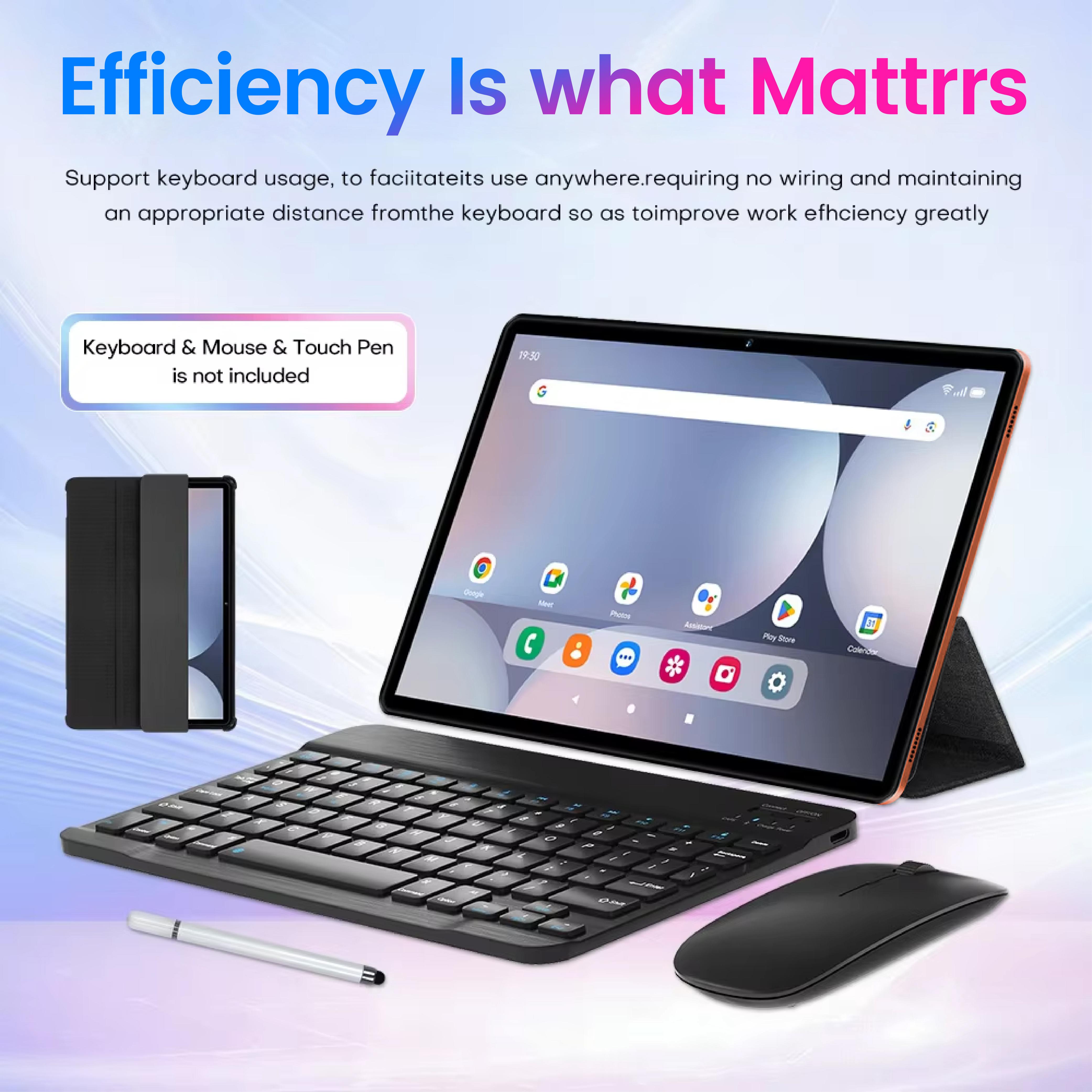 W&O 2026 X9 10.1" Android Tablet , 2 in 1 Portable Device with Keyboard, Mouse, Case, Stylus, Dual Camera,  for Valentine’s Day Gift