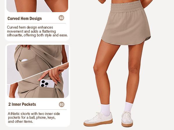 PINSPARK Golf Skirts for Women High Elastic Waisted Athletic Skort 2 Pockets Curved Hem Tennis Skirt for Pickleball Workout Runs small thin PINSPARK Golf Skirts for Women High Elastic Waisted Athletic Skort 2 Pockets Curved Hem Tennis Skirt for Pickleball Workout Runs small thin