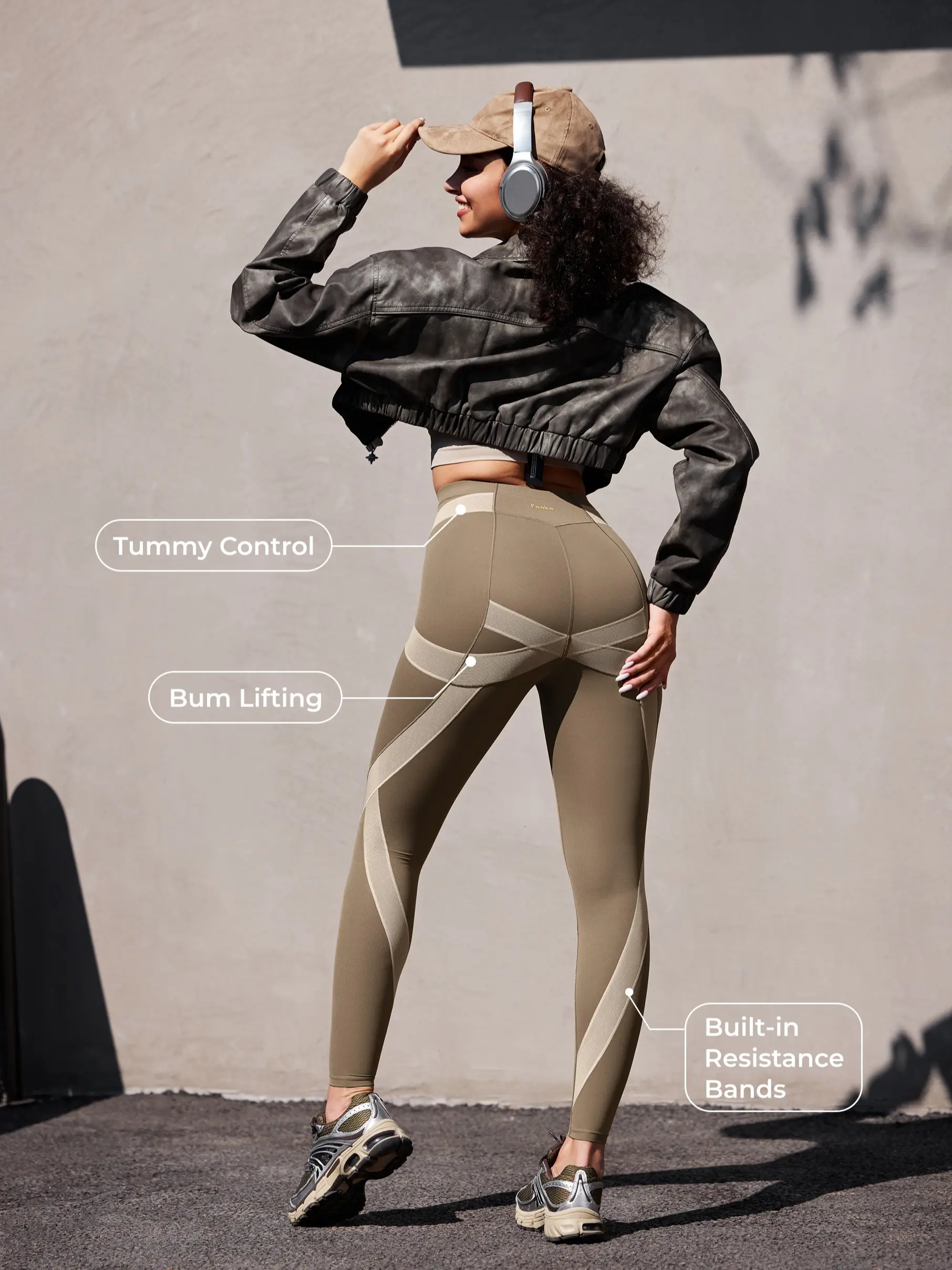 Fanka PowerBand Resistance FlowX Leggings - Solid Sports Workout Bottoms for Yoga, Training, Gym, High Waist Leggings, Solid Sports Leggings
