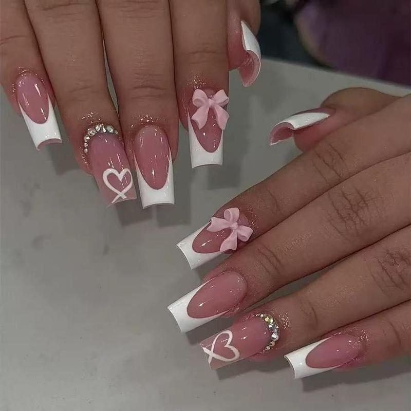 Valentine’s Limited! 2 Styles Goth/Soft Girl Nails (24pcs/Box) + Jelly Glue & File  Viral 2026 Acrylics Reusable