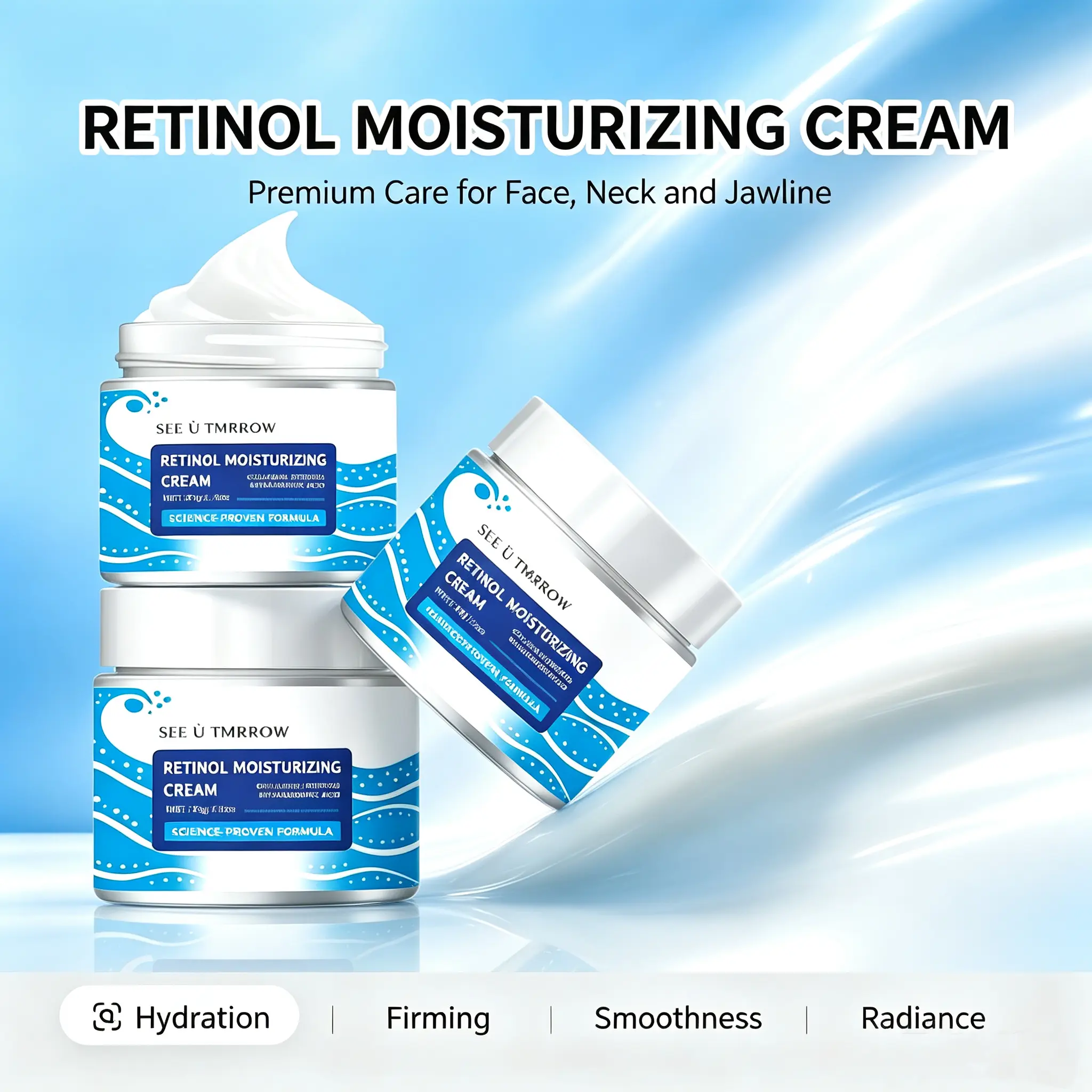 Retinol Face Cream with Collagen & Hyaluronic Acid, Anti Aging Moisturizer for Firming & Hydrating Skin