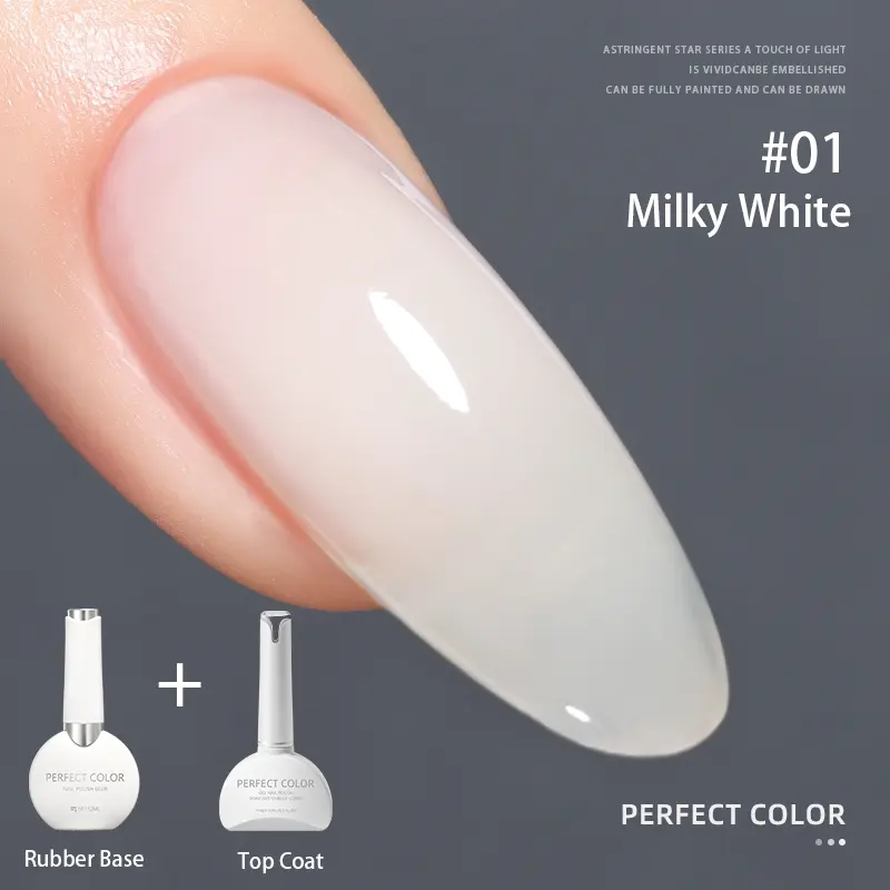 【Buy 2 Get 1 Free Top Coat】12ml Rubber Base Builder Gel,Needed Top Coat & UV/LED, Long Lasting 4 in 1 Milky White Foundation for Nails Strengthening & Thickening, Self Leveling Soak Off Gel for Weak Damaged Nails, Manicure Nail Art SummerWins