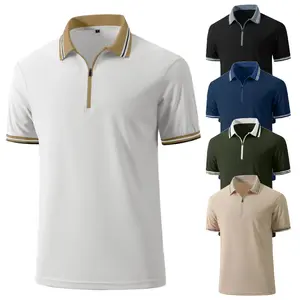 Zaitun Men's Zipper Polo Shirt Casual Knit Short Sleeve Polo T Shirt Classic Fit Shirts