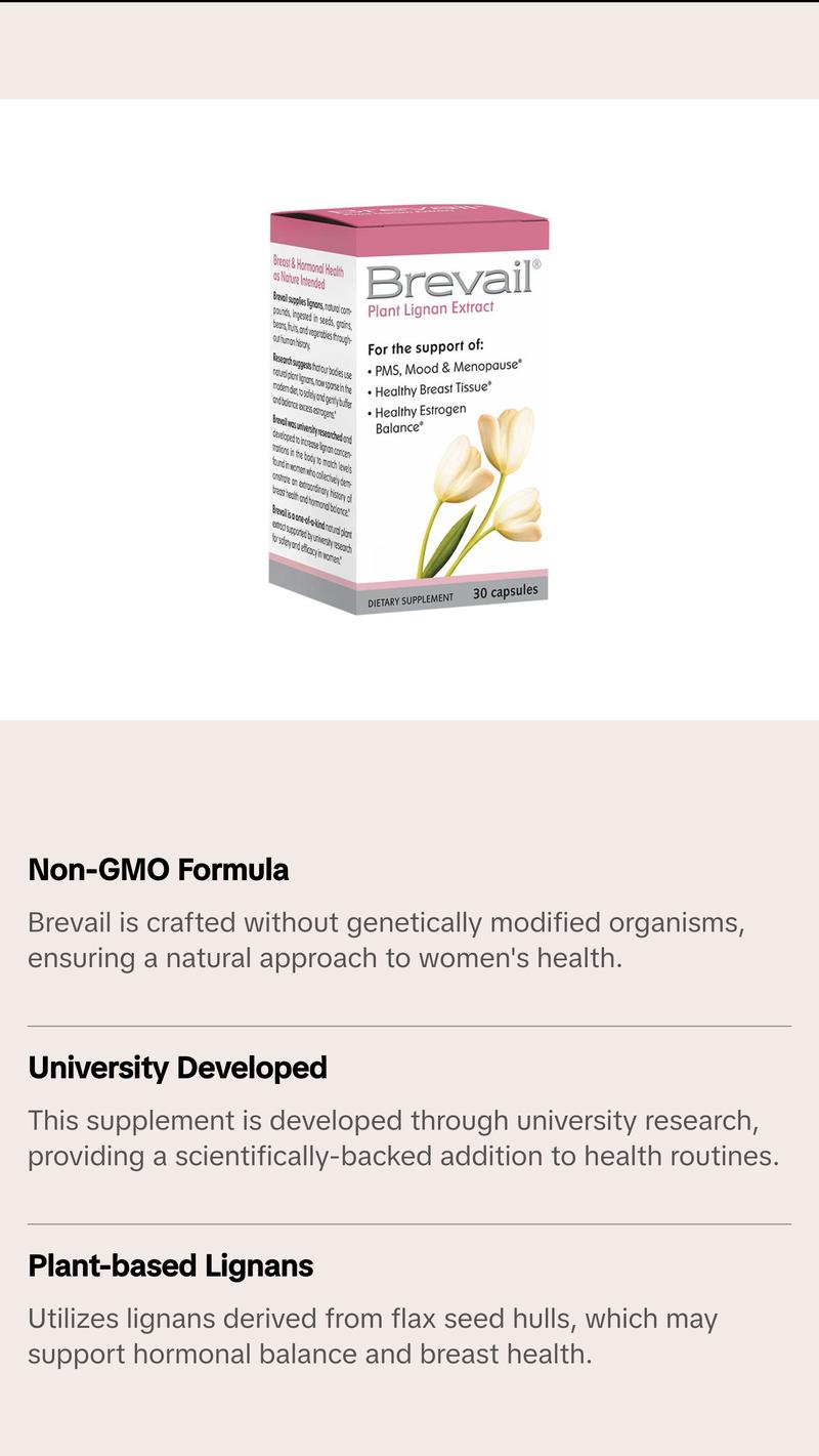 Brevail Plant Lignan Extract Capsules, Proactive Breast Health Supplement with 50 mg SDG Lignans from Flax Seed Hulls
