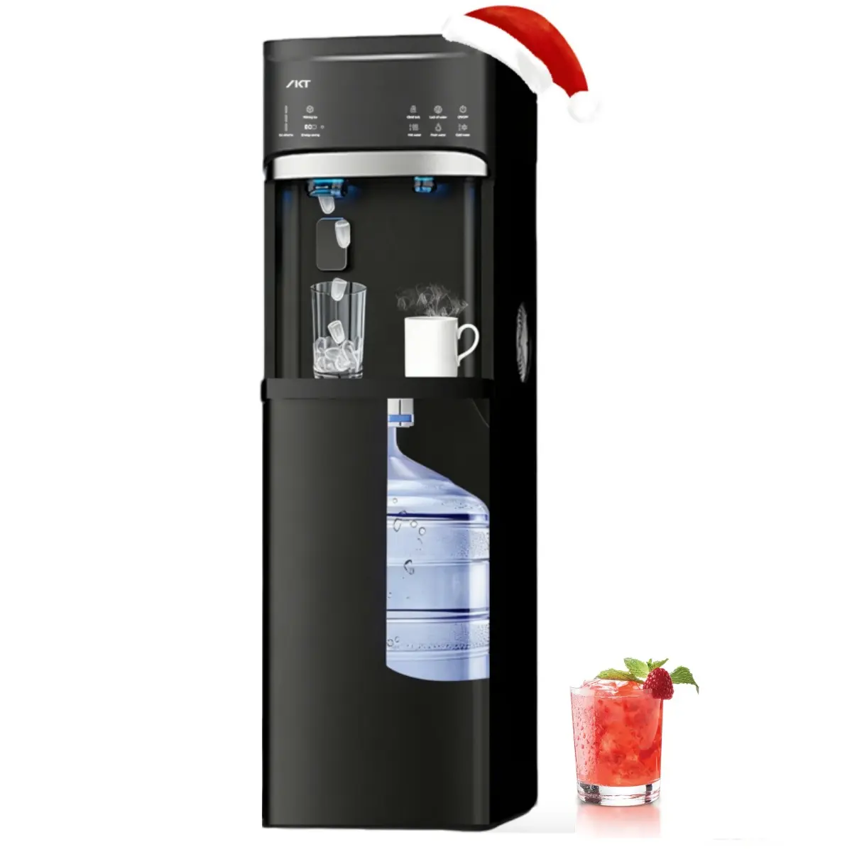 IKT&SOOPYK 4 in 1 Self Cleaning Water Dispenser  with Ice Maker for 5 Gal Bottom Load, 22lbs Ice/24H,Child Safety Lock,Black,home essentials