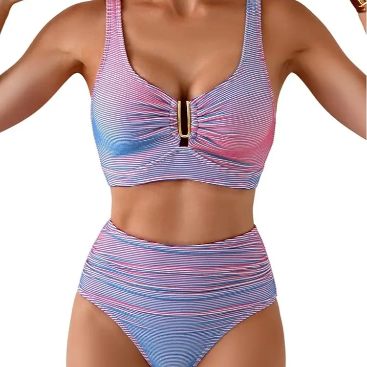 Blue Pink Ribbed