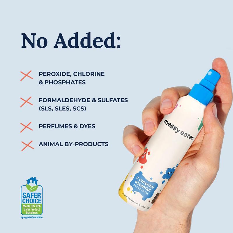 Stain Treater Spray - 4 oz. 2-pack Stain Remover Spray - Essential for Newborns and Babies - No dry cleaning of food, grease, coffee stains on clothing, underwear, fabrics Laundry Detergent Sheets Various Laundry Needs Infant Milk Toddlers Skin