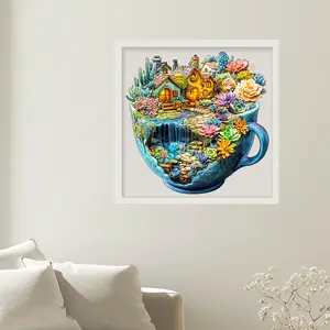 Adult jigsaw puzzles wooden jigsaw puzzles fidget tradings, Teacup Fairy Village Wooden Puzzle,violin, toy, fidgets for school, anxiety fidgets, fidgets needohs, CreativeBirthday Gifts Natural Material Smooth EdgeHome Decor