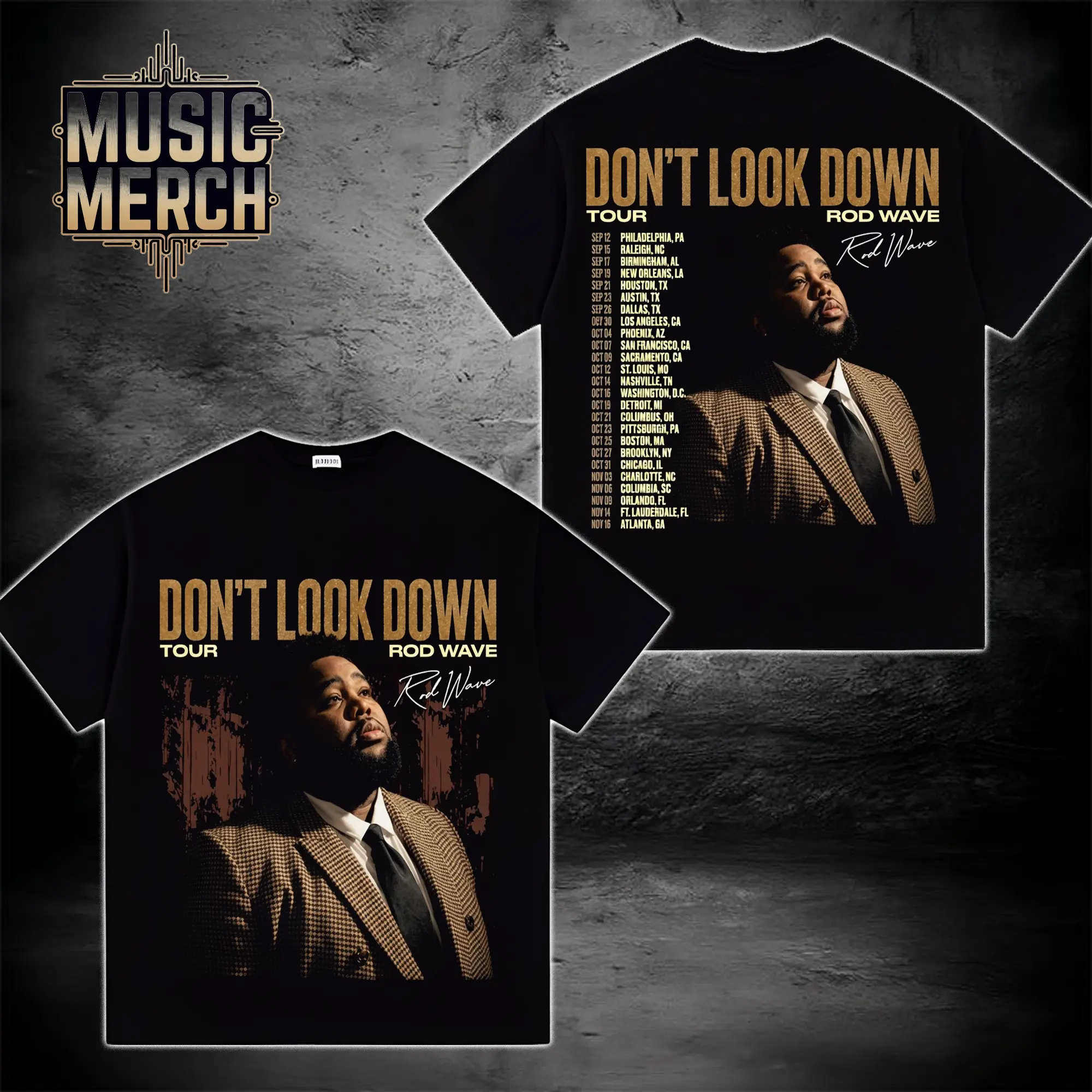 Rod Wave Don't Look Down Tour 2026 Shirt #7, Rod Wave Tour Dates T-Shirt, Double Sided Concert Graphic Tee, Rap Music Merch, Unisex Cotton Shirt, Gift for Fans