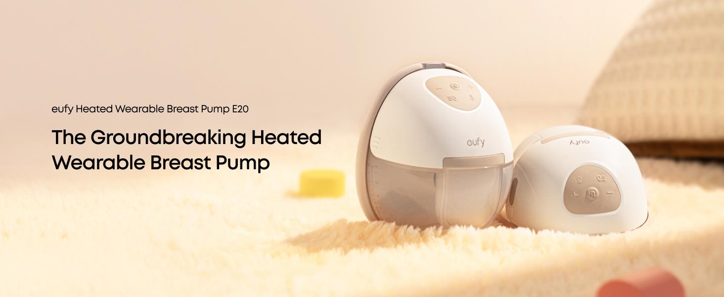 eufy E20 Heated Wearable Breast Pump, 3 Heat Levels, Hands-Free Breast Pump with Innovative HeatFlow, Optimized Rhythm via App, Hospital-Grade Suction, Leakproof, Ultra-Slim and Quiet for in-Bra Use