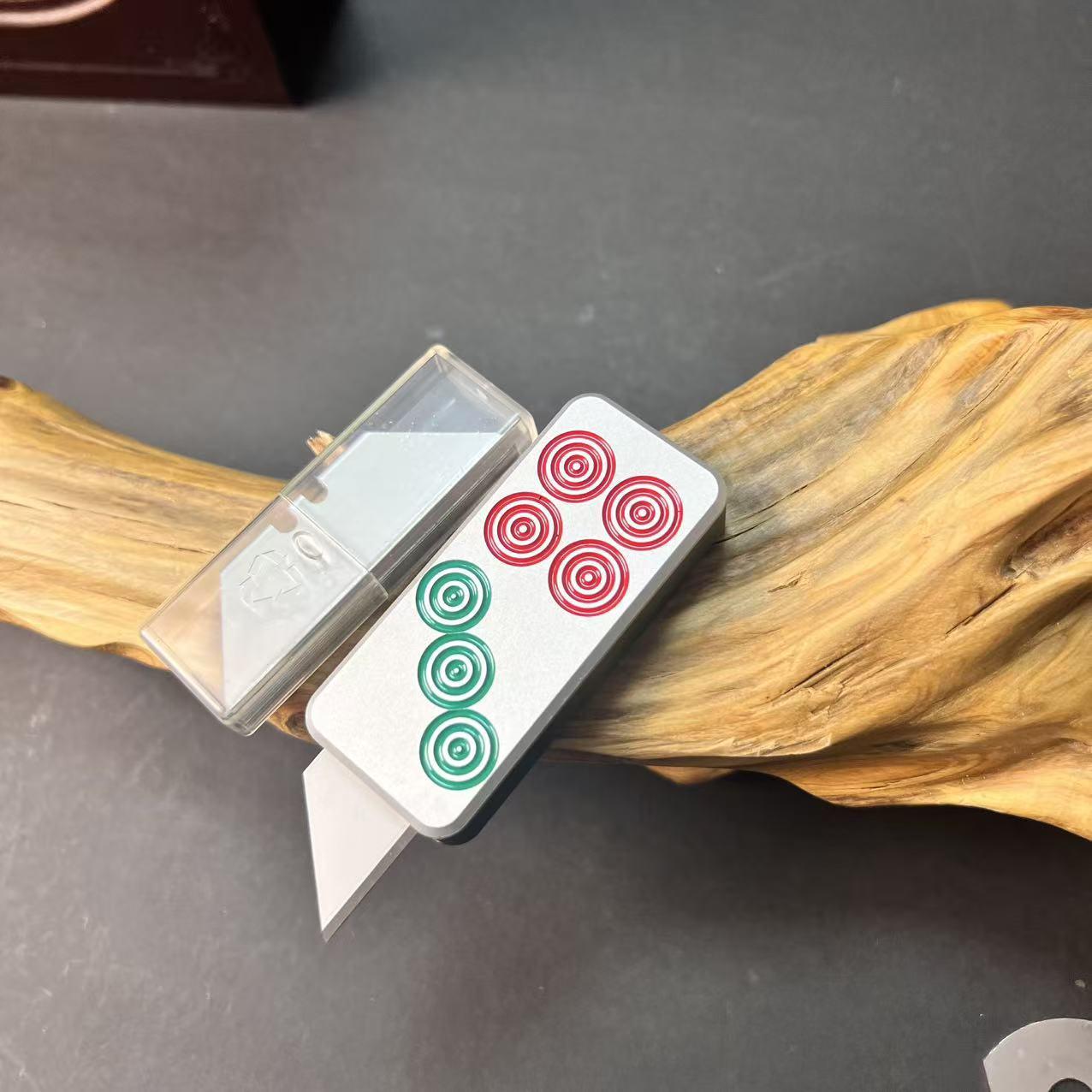 Chian Mahjong Portable Utility Knife - Retractable with hang hole, Sharp sky5 Blade EDC Tool,outdoor camping, ctable  knife edc essential tool sharp surgical carbon steel edc tool knife series pocket knife otf knife Compact Tactical Folding Survival Knife