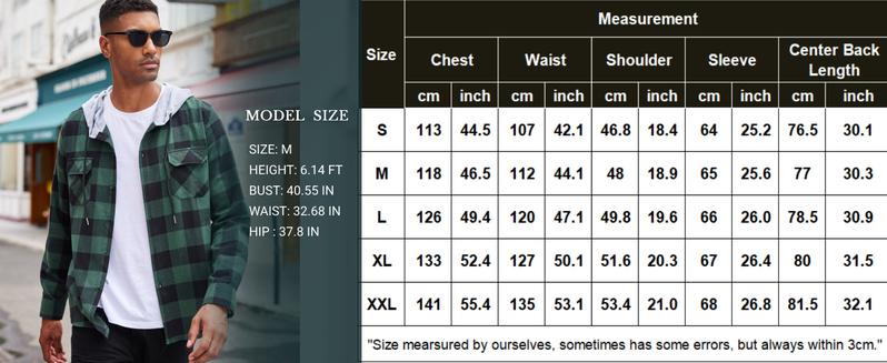 COOFANDY B Lightweight Men's Red & Navy Plaid Hoodie Flannel Shirt Jacket Long Sleeve Casual Fashion Button Shirts Menswear Coats Tops with Drawstring & Elastic Closure