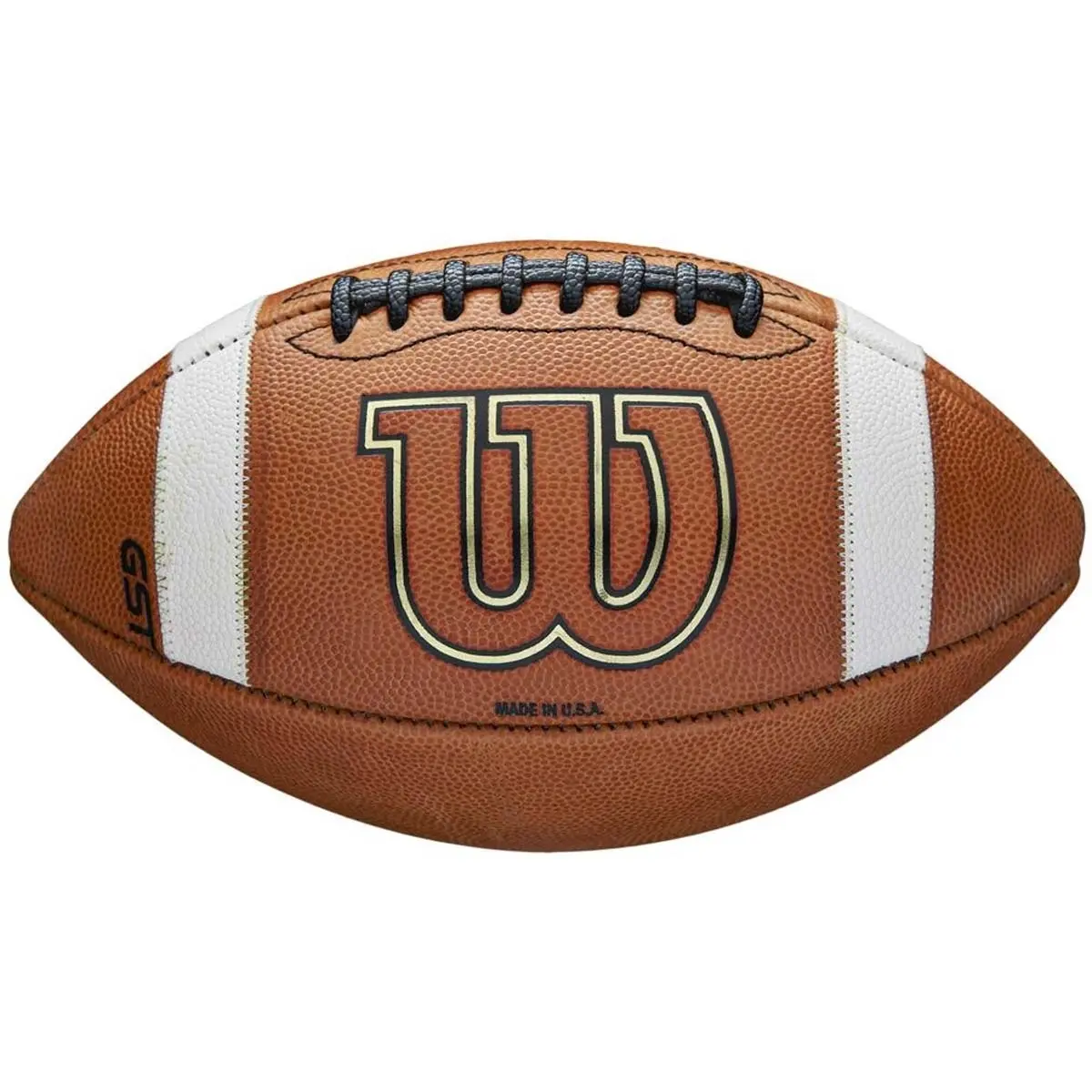Wilson GST 1003 Official Size Leather Game Football - Inflated, Lock-Stitch Construction, Soft Touch, Padded Cover, Grip with Control, No NFHS Stamp, No Stripes, Standard, for All Ages, Balls