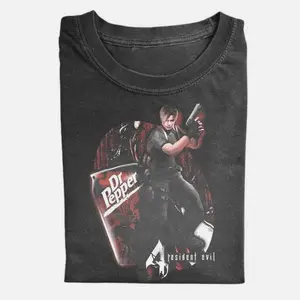 The Resident Evil Leon Shirt Dr Pepper Collaboration Shirt Gamer Tee Vintage Video Game Leon S Kennedy
