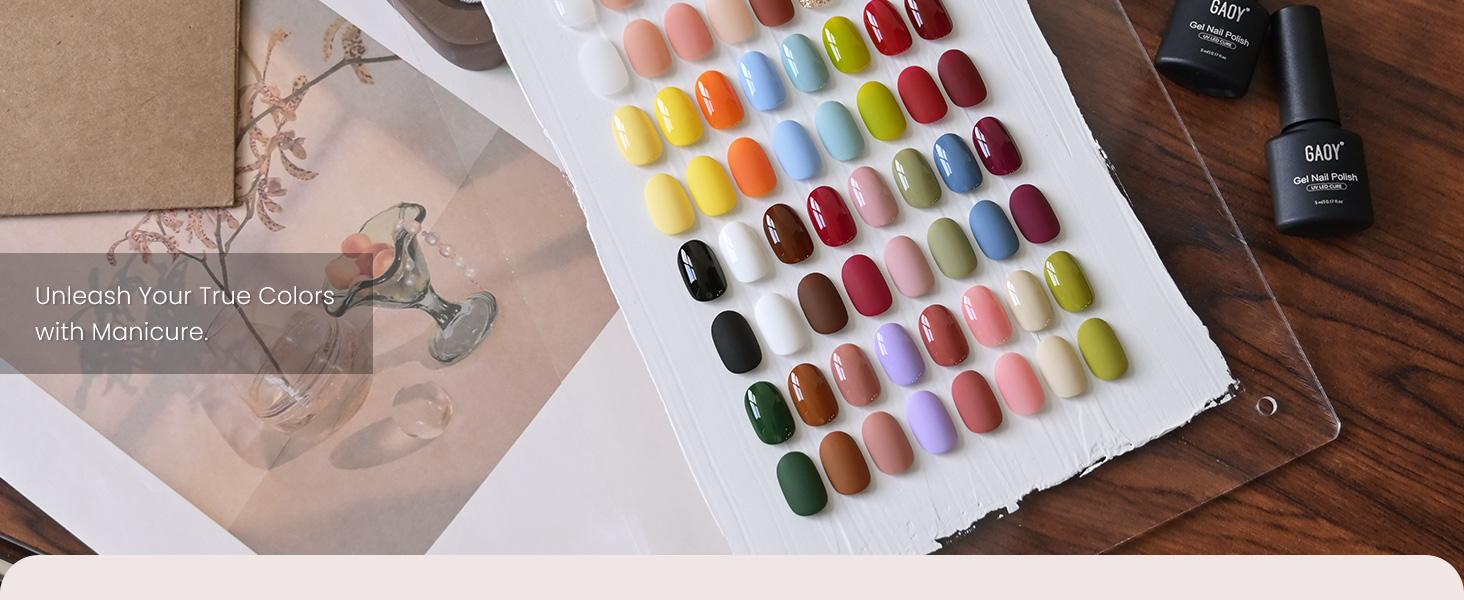 GAOY 36 Pcs Gel Nail Polish Set, 32 Colors All Season Gel Polish Kit Red Black White Nude Glitter with 4 Pcs Soak off Base Glossy Matte Top Coat & Builder for Nail Art DIY Manicure at Home