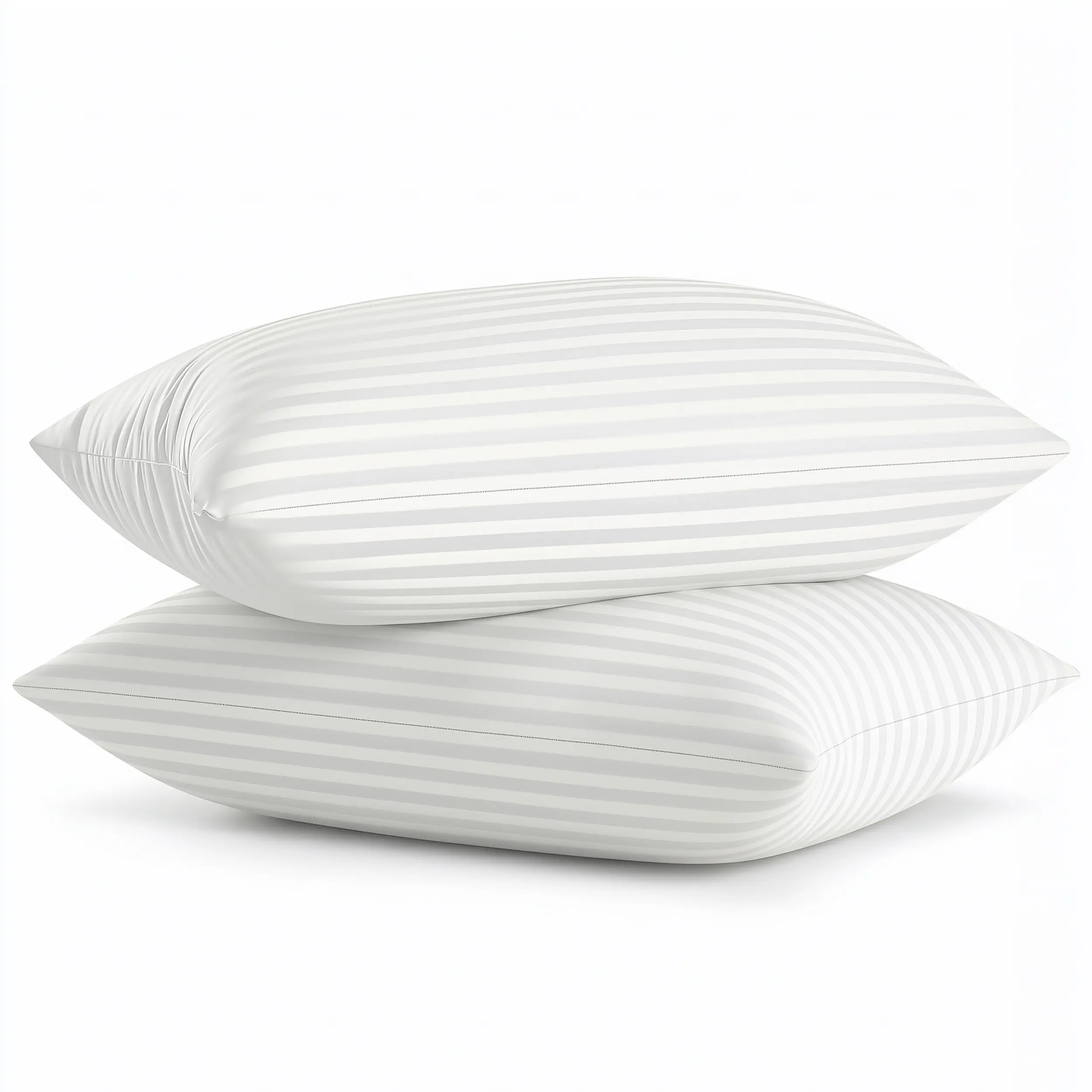 Utopia Bedding Premium Striped Pillows for Sleeping - 2-Pack White Polycotton Soft Breathable Covers, No-Shift Construction, Ideal for Back & Side Sleepers, Polyester Fill