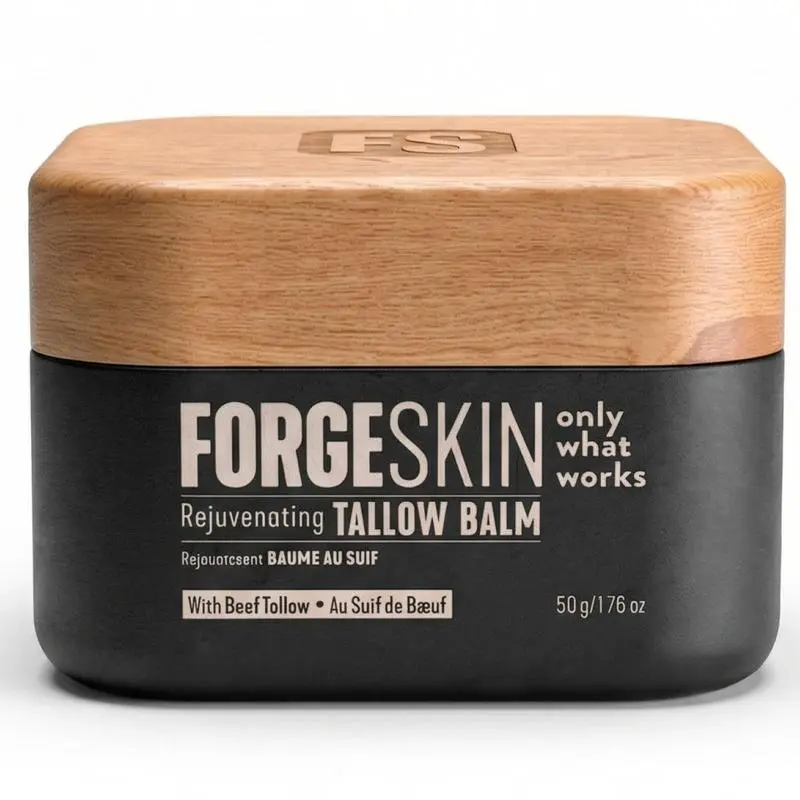 FORGE SKIN Wrinkle Defense & Natural Anti-Aging Beef Tallow Moisturizer for Men - Face Balm Skincare Cream for Dry Rough Skin Tallow-Based Mens Face Lotion for Hydration Firmness Wrinkle Repair & Glow Honey Jojoba Hydrating Smooth Skin Nourishing