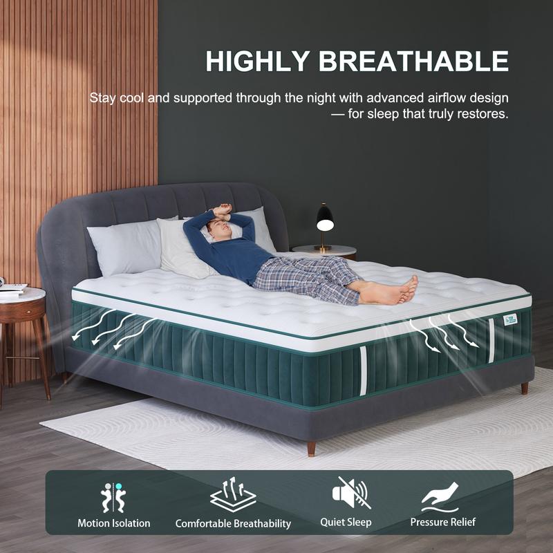 12"14" Twin Full Queen King Size Mattress in a Box Hybrid Spring Memory Foam, Medium Firm Ergonomic Mattress Back & Lumbar Support 12"14" Twin Full Queen King Size Mattress in a Box Hybrid Spring Memory Foam, Medium Firm Ergonomic Mattress Back & Lumbar Support