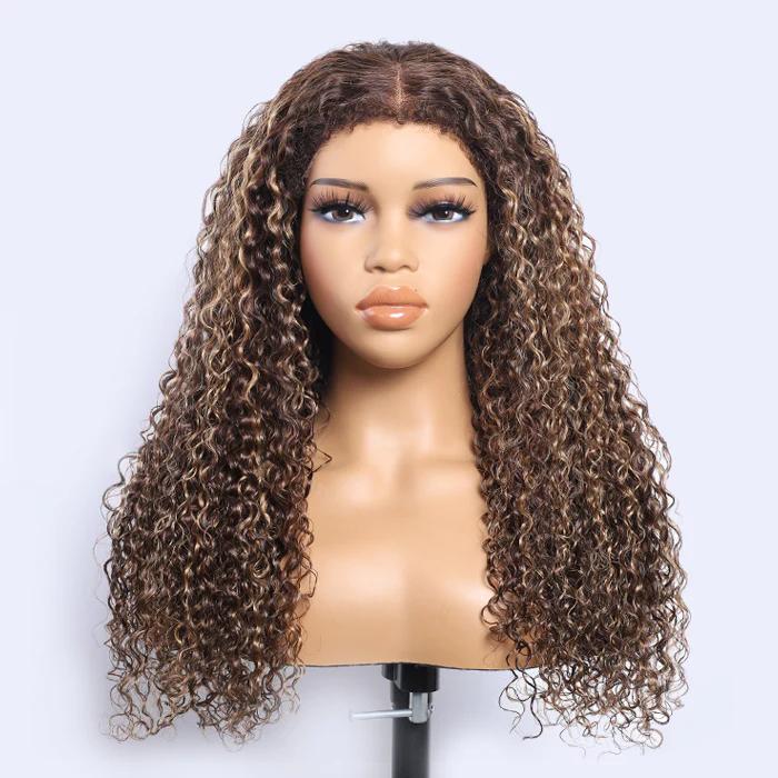 【Glueless 4c Edge】Blonde Highlight Curly Human Hair Lace Frontal Wig 13x4 Undetectable HD Lace Front Wig For Women #Tiktokshopblackfriday