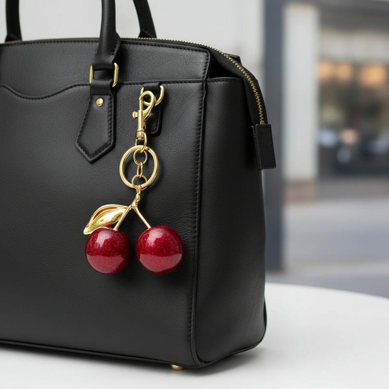 Cherry Themed Keychain and Bag Charms are cute accessories for handbags purses and car keys ideal for gifting to women and fashion lovers Cherry Themed Keychain and Bag Charms are cute accessories for handbags purses and car keys ideal for gifting to women and fashion lovers