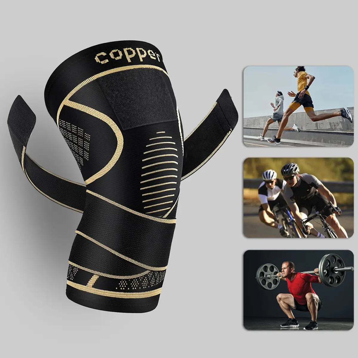 Copper Ion Knee Braces |   Circular Compression Shock Absorbing Breathable Knee Sleeves for Basketball Cycling Hiking