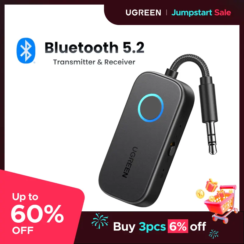 UGREEN Bluetooth 5.2 3.5mm Audio Transmitter/Receiver Adapter for Airpods or Headphones,  for Flight, TV, Car Stereo, MP3 Headset Microphone-TikTokShopBlackFriday ,TikTokShopHolidayHaul