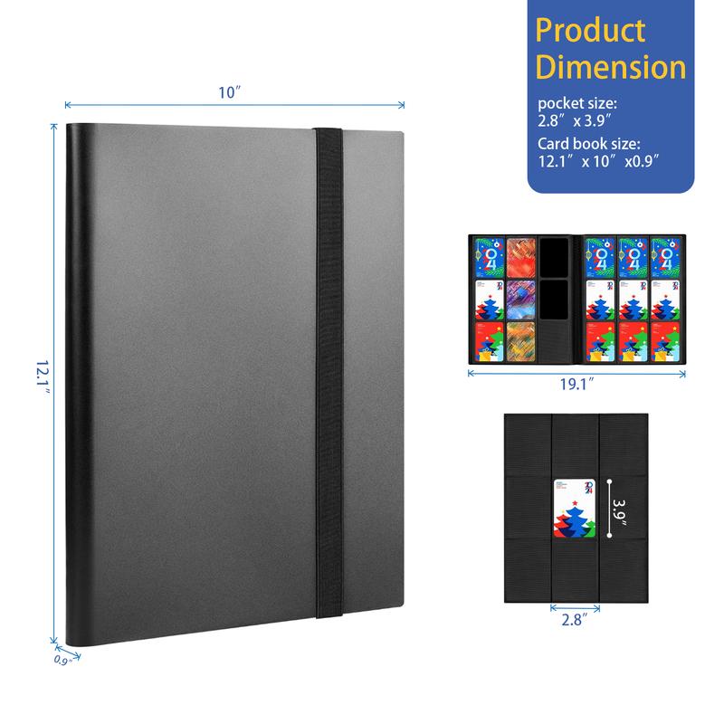 Cards 9 Pocket Strap Binder 360 Side Loading Pockets for Soccer Basketball Sports Hockey Cards Archival Safe Acid Free Trading Card Album 20 Pages Side Loading