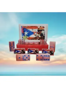 Resin Dominoes Set with Storage Box - Puerto Rico Art