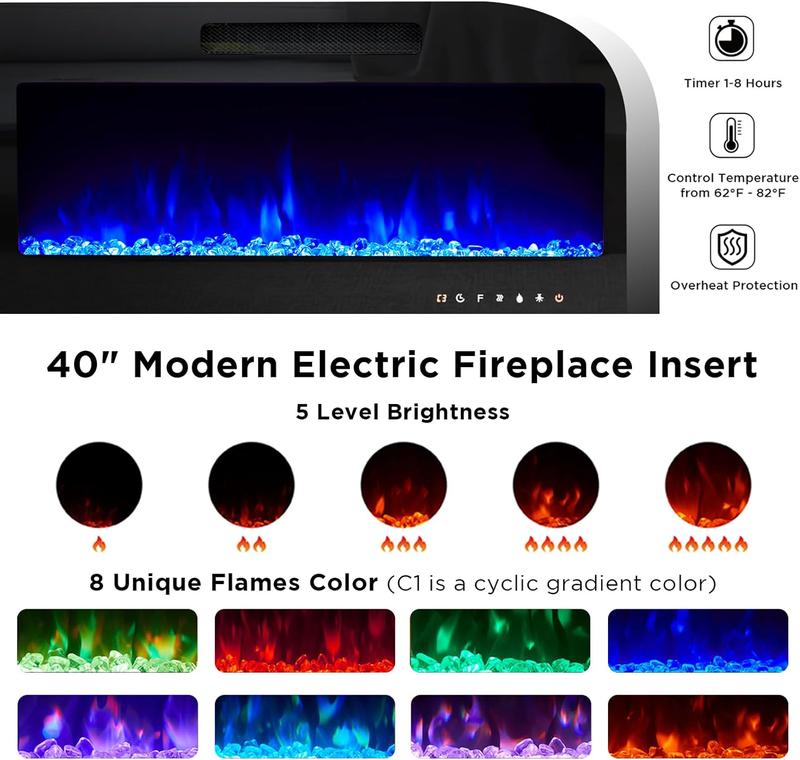 【Ships in 2 Boxes】AMERLIFE Fireplace TV Stand with Fireplace, Modern High Gloss Entertainment Center LED Lights, U-Shaped Legs TV Console Cabinet,Best Gift Ideas/Christmas Gifts