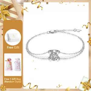 Moissanite Classic Solitaire Double-Chain Bracelet Valentine's Day Wedding Engagement Anniversary Romantic Elegant Gift Daily Wear Mother's Day Gift