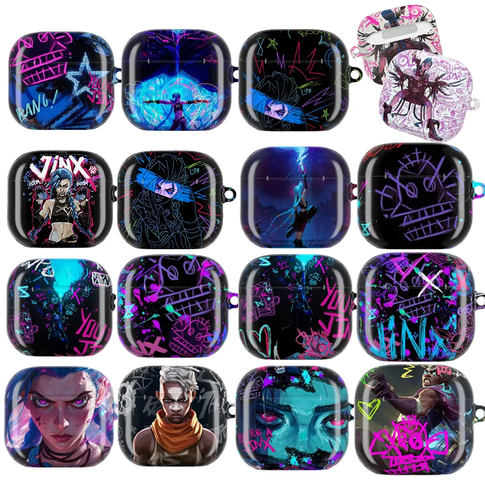 Arcane Jinx Graffiti AirPod Case for all Gen 1 2 3 4 & Pro 1 2, Aesthetic Air Pods Case Cover Protective, No Keychain