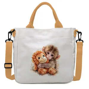 Punch Monkey Canvas Shoulder Bag - Funny "Be Brave" Graphic Crossbody Tote, 9 Inch Daily Work Purse